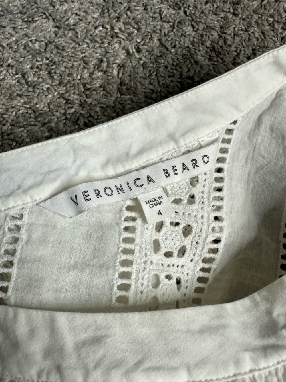 Veronica Beard Cruz Eyelet One-Shoulder Ruffle Top 4 small white cotton cottage - Picture 10 of 12